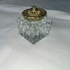 Crystal and Brass inkwell